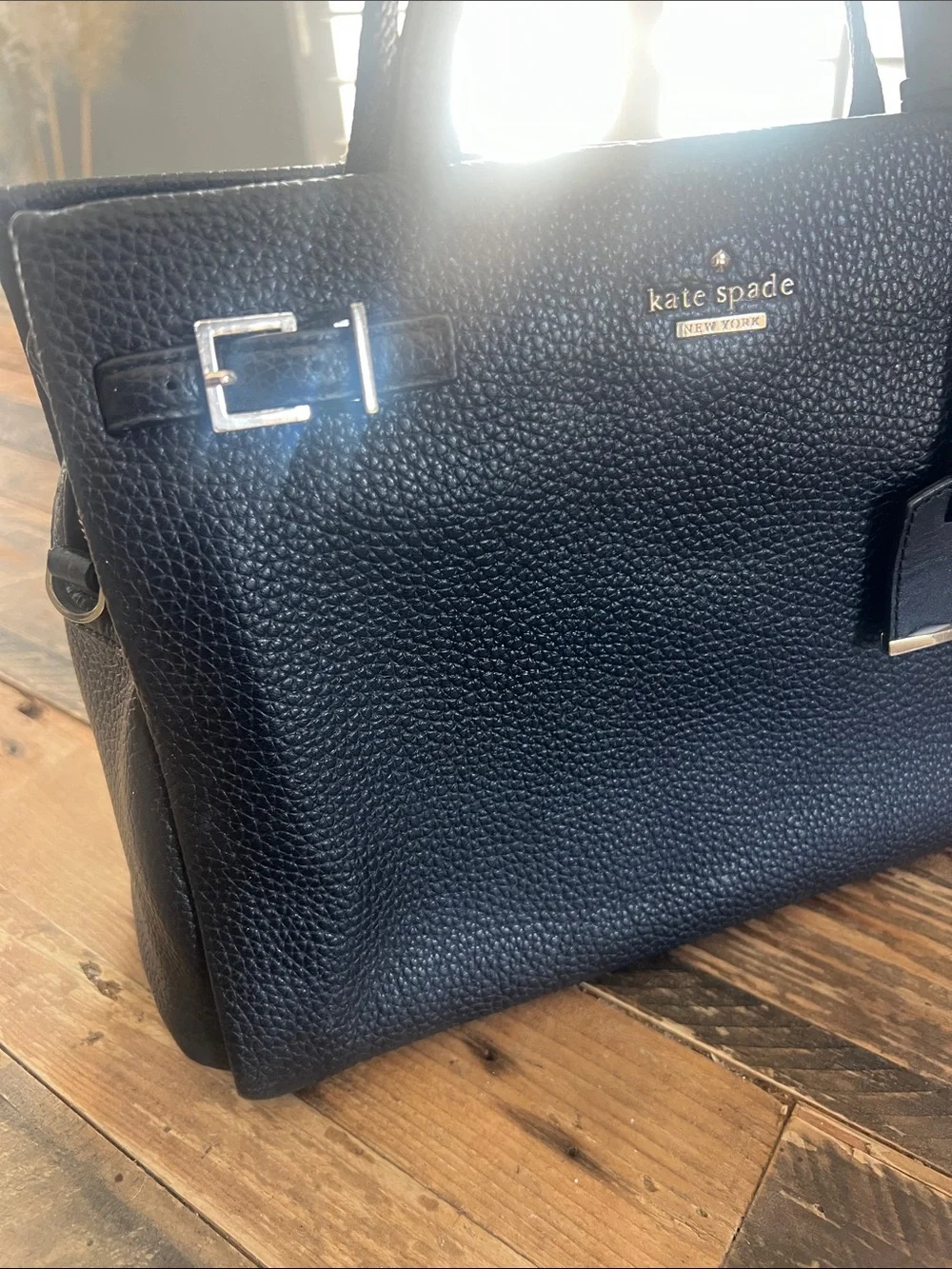 kate spade Black Pebbled Leather Satchel with Top Handles